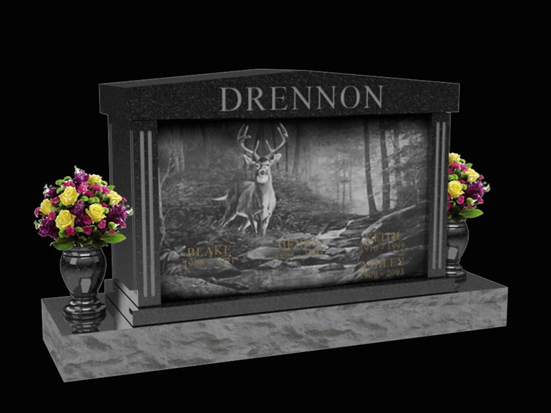 Cremation-Monument-Drennon black granite monument custom made.