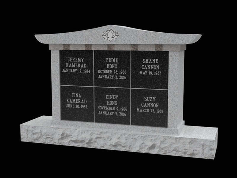 Cremation-Monument-Kamerad custom granite monument for multiple people.