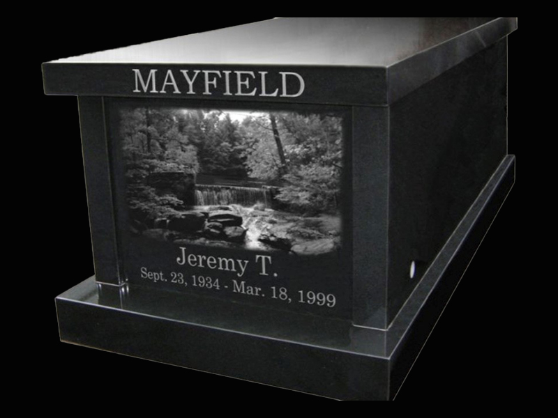 Mausoleum-Mayfield black granite masoleum.