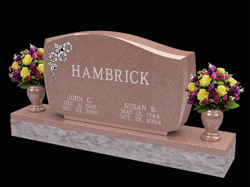 Monument-Hambrick Custom colored granite monument.