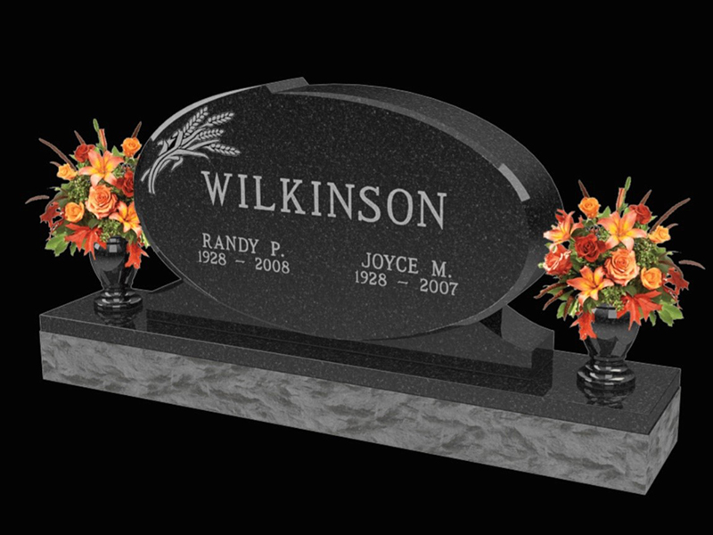 Monument-Wilkinson Custom headstone monument with black granite.