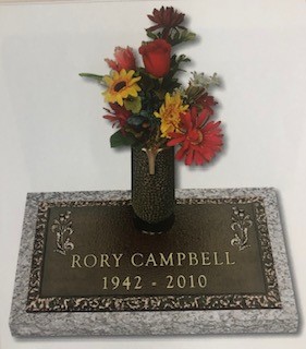 Bronze Marker - Campbell bronze memorial with flowers