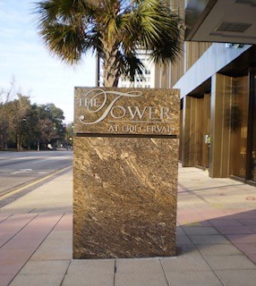 Granite Sign - The Tower outdoor granite sign